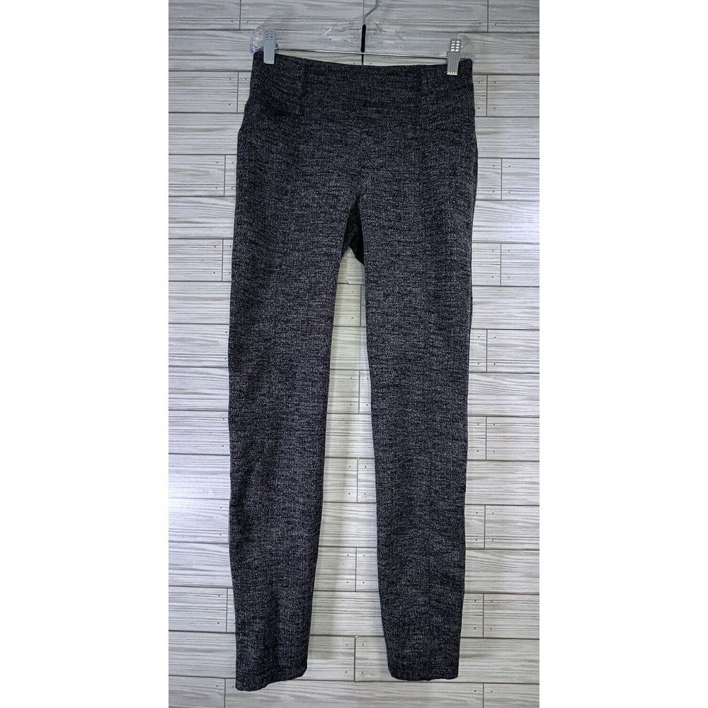 Athleta Herringbone Mercer Tight Leggings Black Gray Stretch Knit Women's Size M